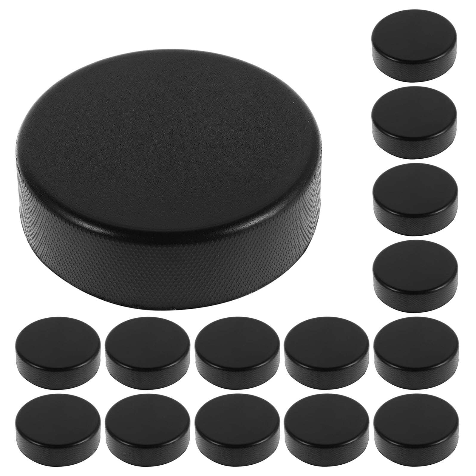 Abaodam 16 Pièces 16 Palets de Hockey sur Glace en Mousse Noire, Légers et Sécurisés pour Entraînement en Salle, Hockey sur Plancher et Loisirs, Lot D’Entraînement Polyvalent pour Adultes