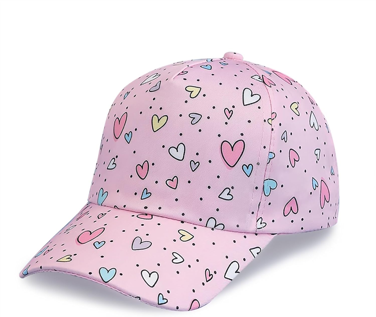 Toddler Baseball Cap,Kids Pink Sun Baseball Hat Cute Summer Snapback Hat for Kid and Girl Print Heart Pattern