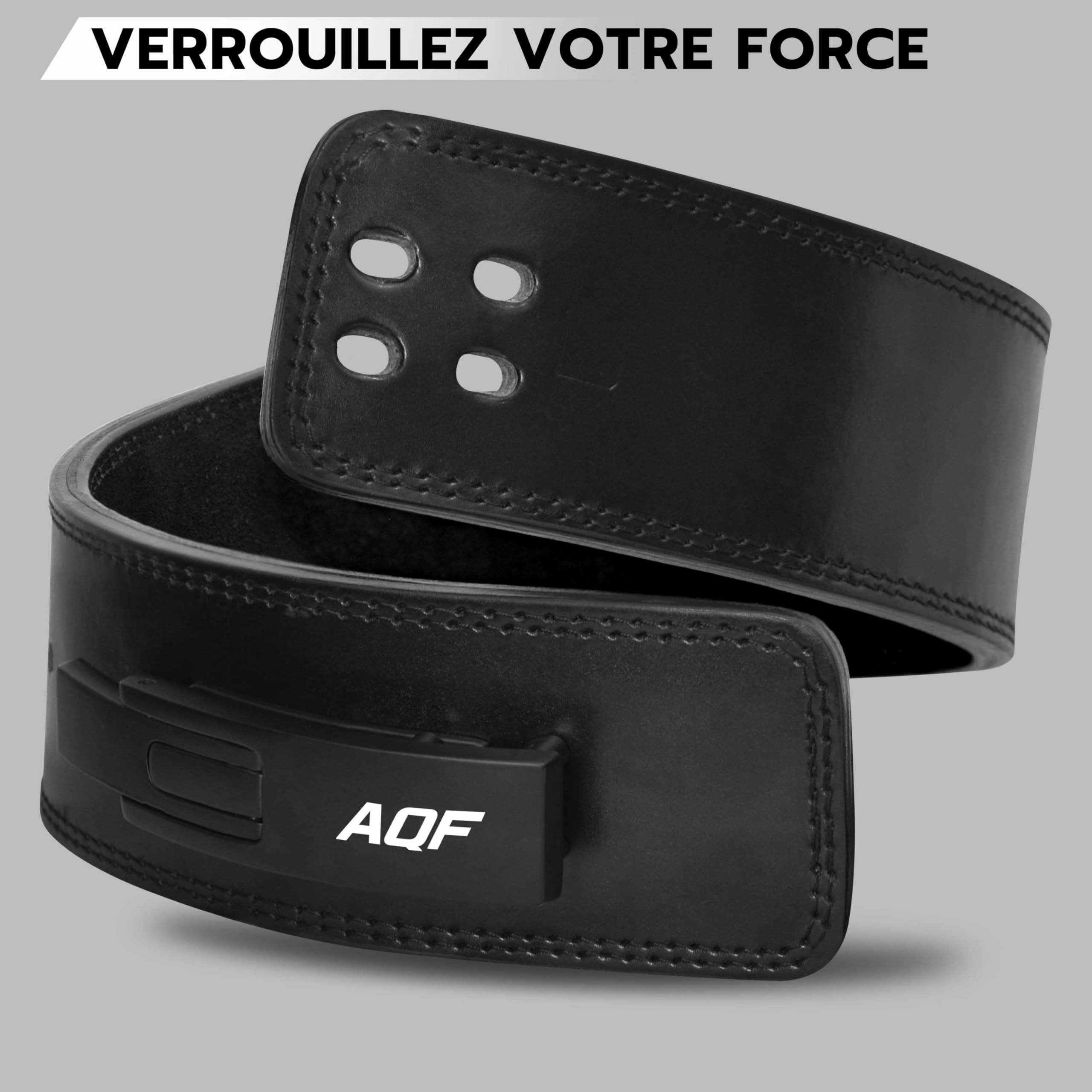 AQF Ceinture Musculation Levier, Cuir 10mm 4", Approuvée IPL & USPA
