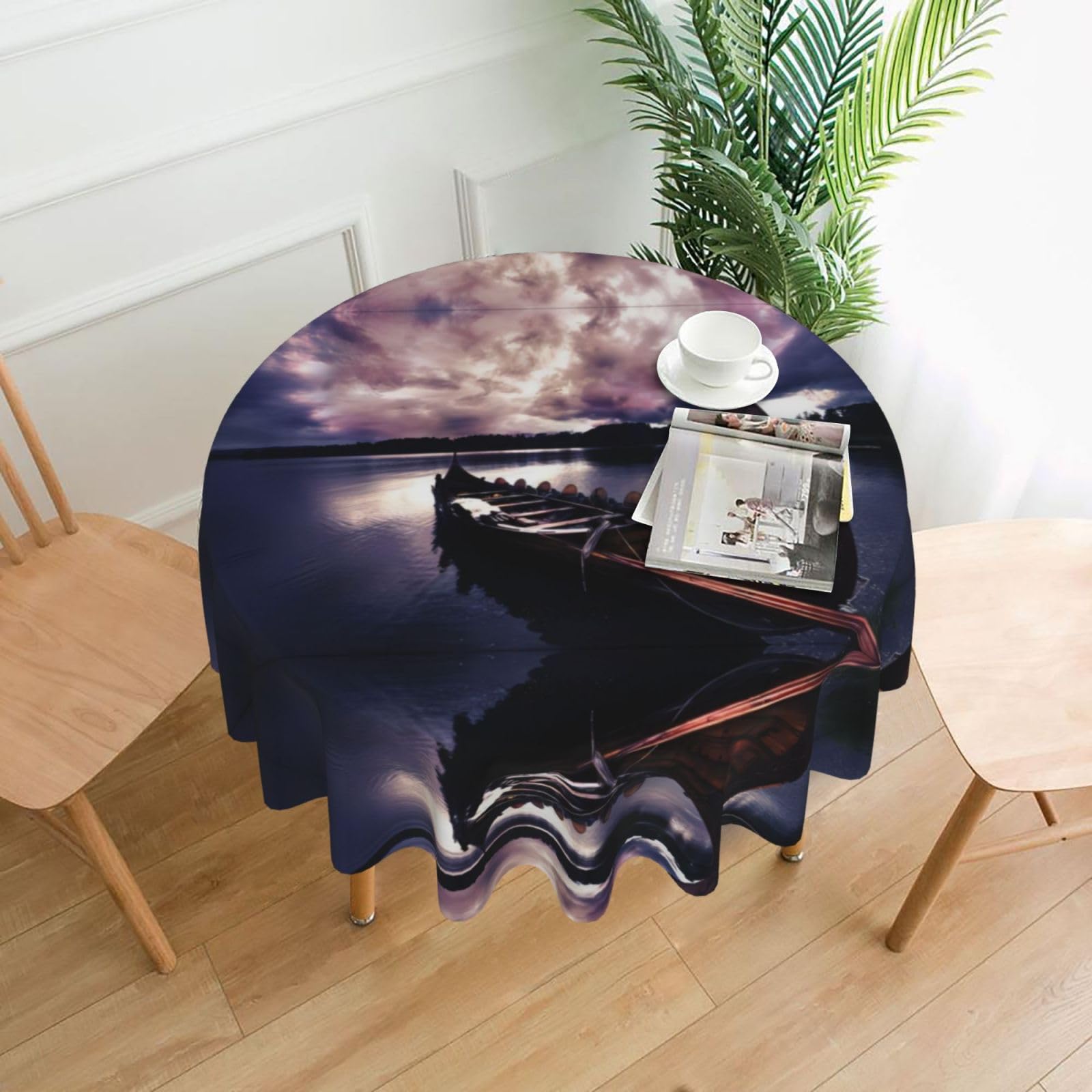 hhxvcv Vikings Boat Round Tablecloth – Dining Table Cover