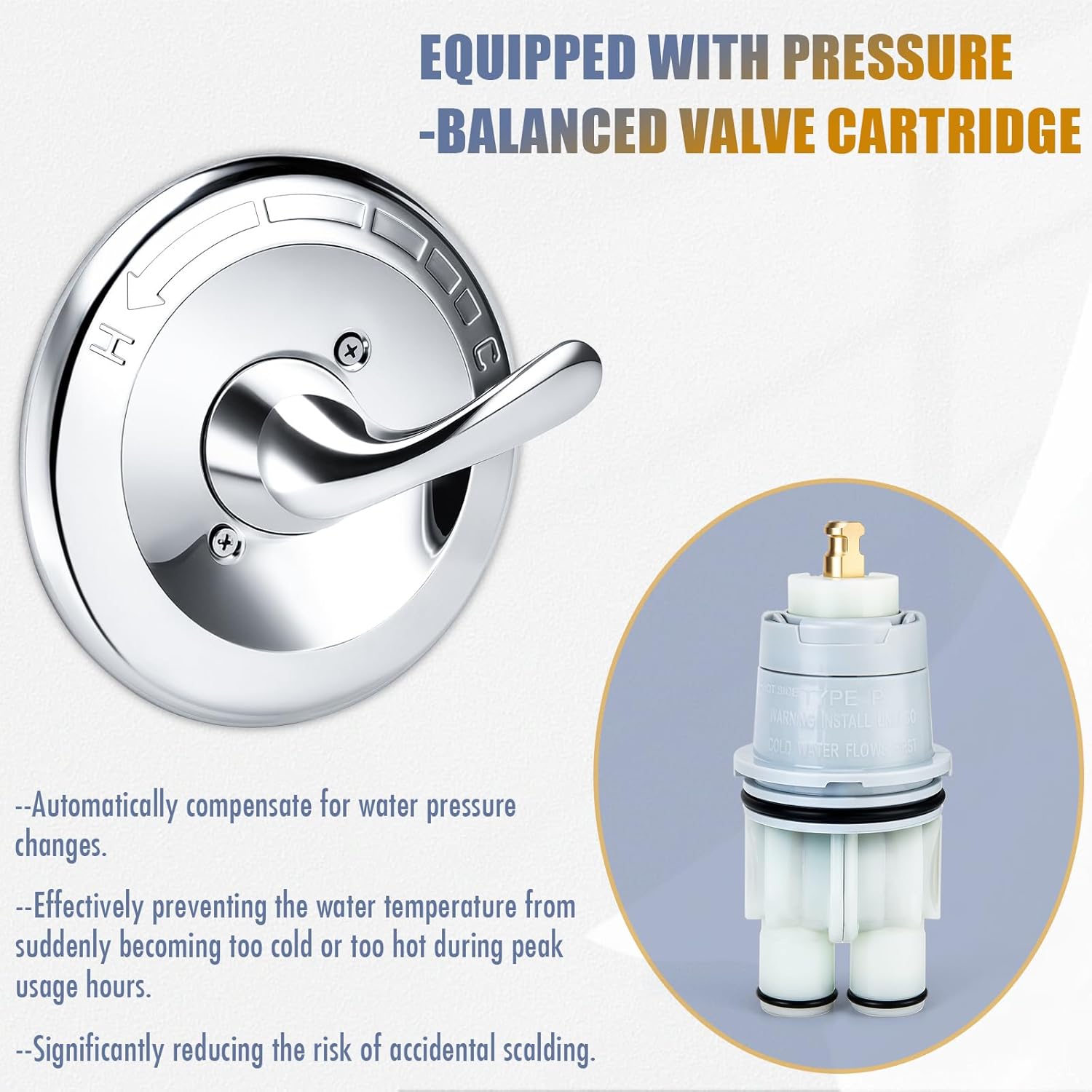 Replacement for Delta Classic 13/14 Series Single-Function Shower Trim Kit, T13020 Chrome Shower Handle Fit for Delta Shower Valve R10000 Series, Included RP46074 Cartridge