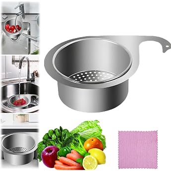 Stainless Steel Swan Shape Strainer Basket for Sink Swan Shape Sink Stainless Steel Strainer Basket Triangular Sink Strainer Basket Removable Hanging Draining Basket for Kitchen S 1 Piece