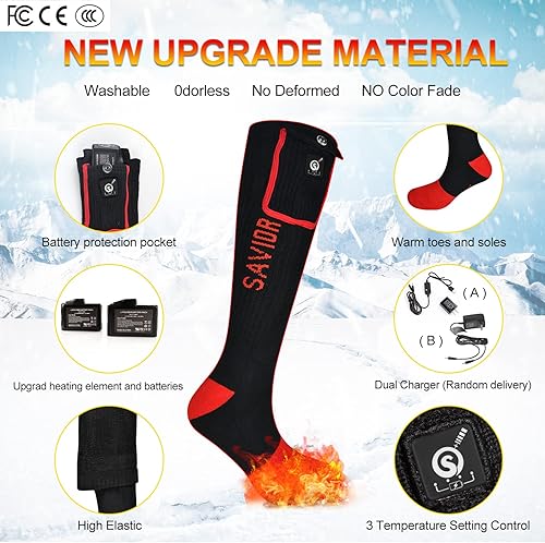 Miniatura 3 de Calcetines térmicos para mujeres y hombres, calcetines recargables de 7.4 V, lavables eléctricos, calentados para pies, calcetines Coolmax para