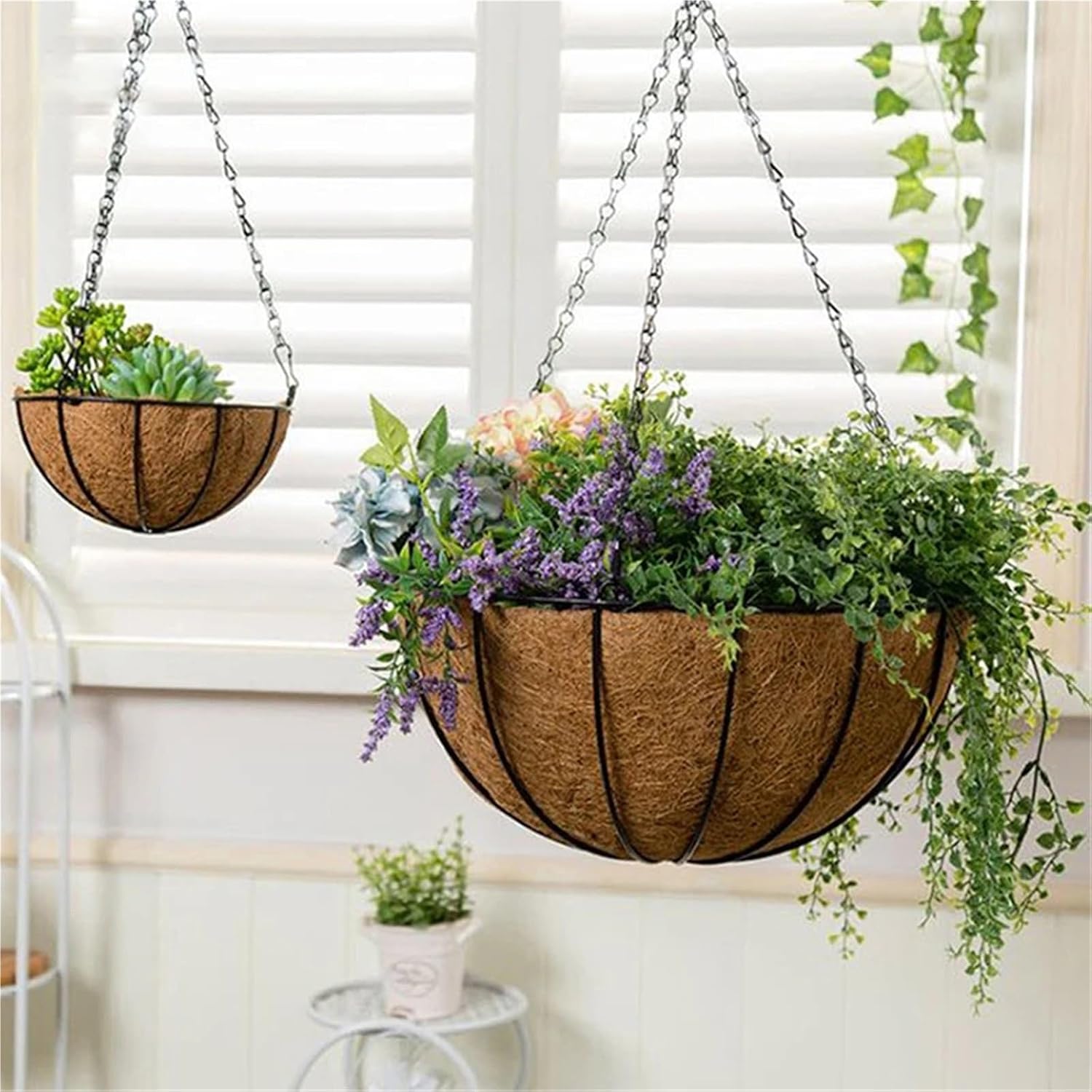 3 Pcs Imitation Rattan Hanging Basket Flower Pot Chain with Hooks Chains Plants Plant Grow Basin Home Garden Decor for Planters(Black-50cm)