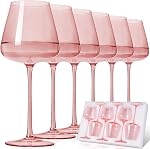 JOVGANK Venus Wine Glasses Set of 6, Hand Blown Amber Wine Glass 18oz, Lead-Free Premium Crystal Glass, Long Stem Brown and Thanksgiving Wine Glasses, Housewarming and Mother's Day Gift