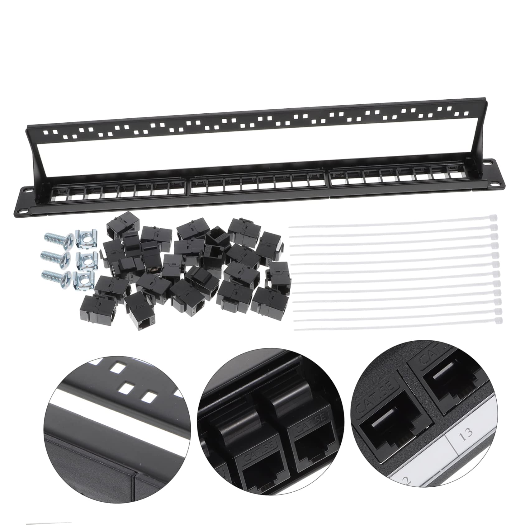 Pannello Patch di Rete 24 Porte Cat 5e Nero in Plastica