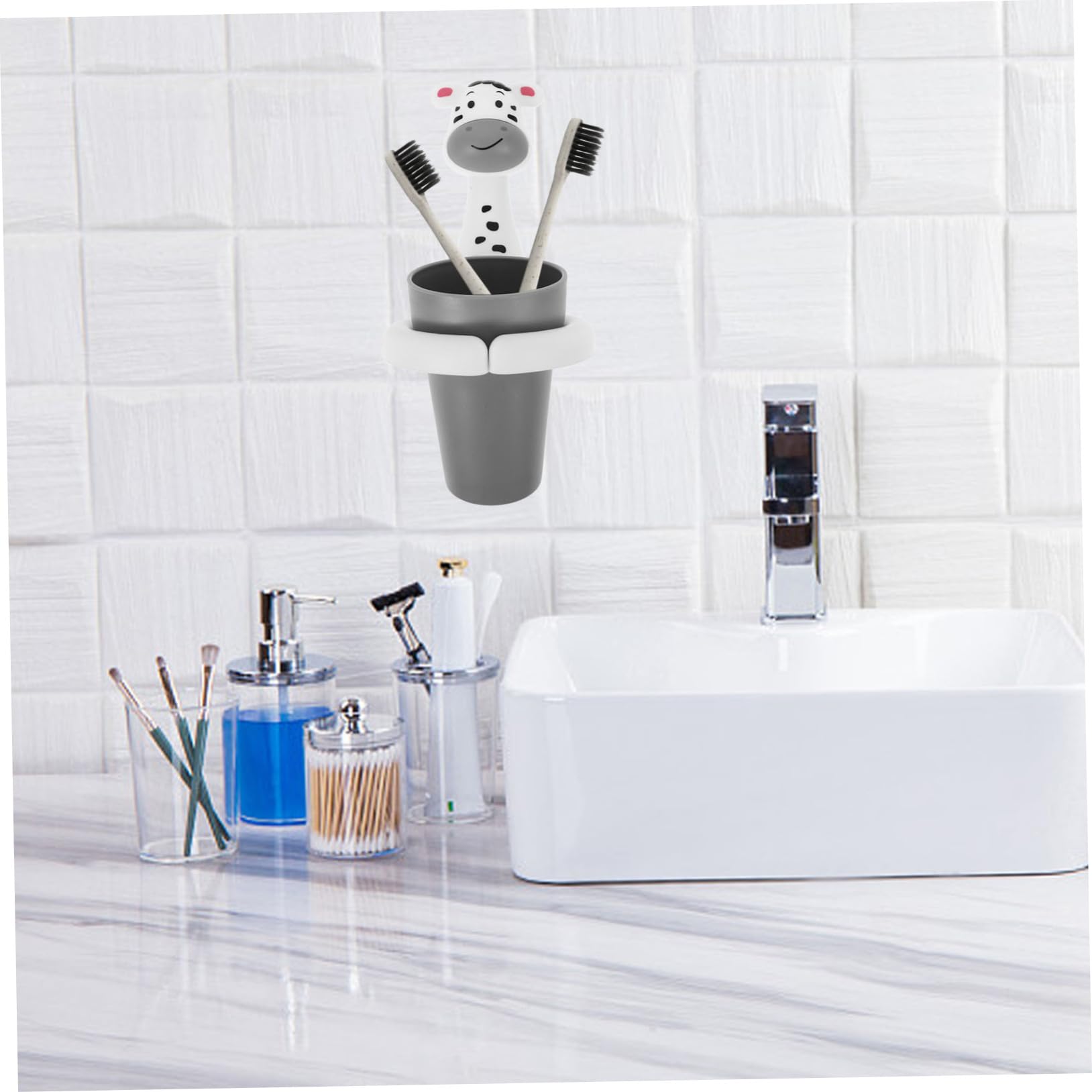 EXCEART 5 Pezzi Porta Di Spazzolino Da Denti Zebra Bagni Tiene Montato In Piedi Titolare Tazza Per Spazzolino Da Denti Da Parete Porta Di Spazzolino Carino Gancio Di Spazzolino Plastica