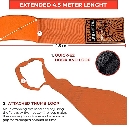 Miniatura 3 de BEAST RAGE Vendas de boxeo para MMA Kickboxing Muay Thai Muay Thai Muay Thai Muay Thai Muay Thai para las muñecas profesionales para adultos de 180