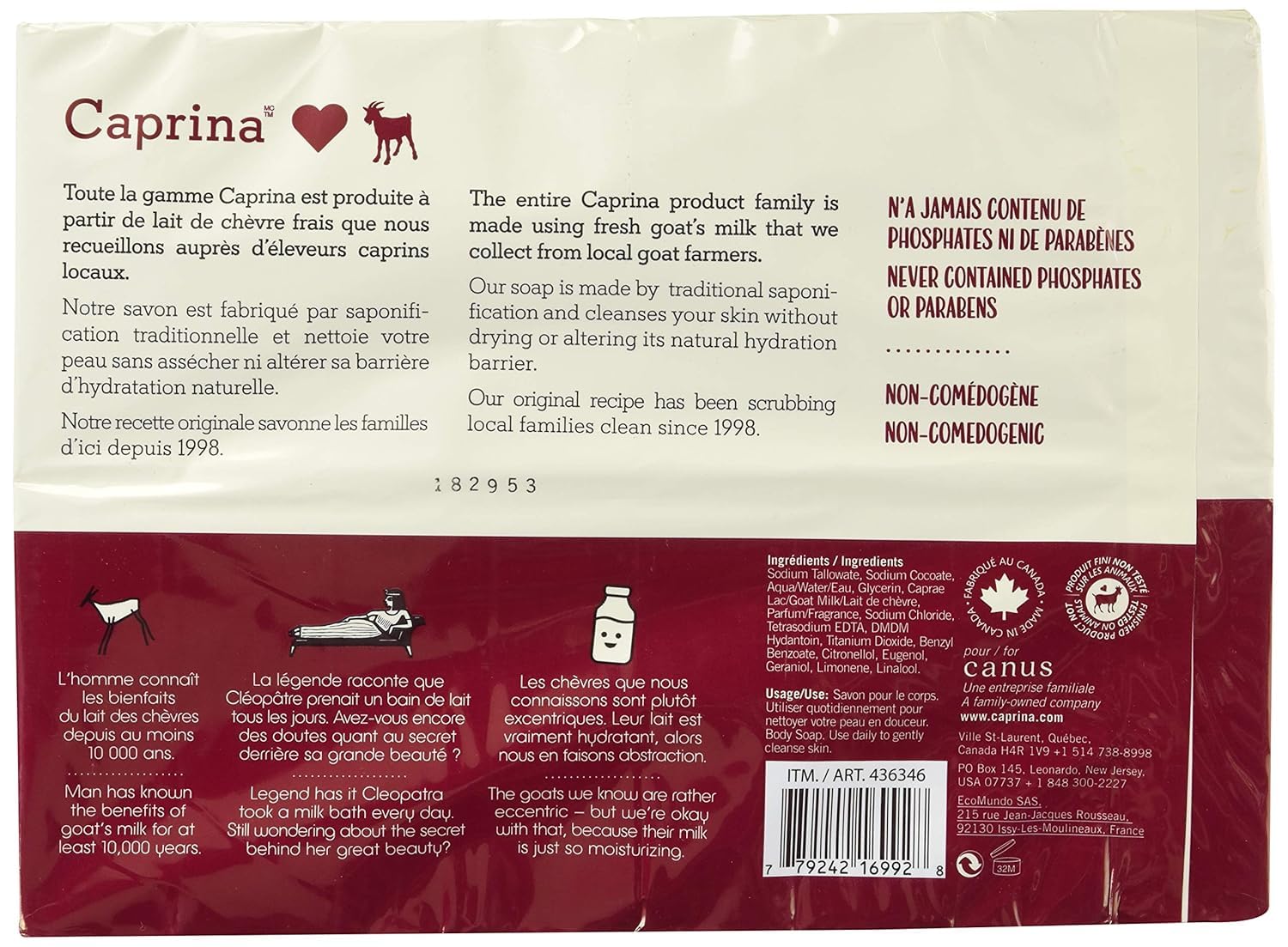 Caprina Canus Original Formula Fresh Goat's Milk Soap, 32 bars