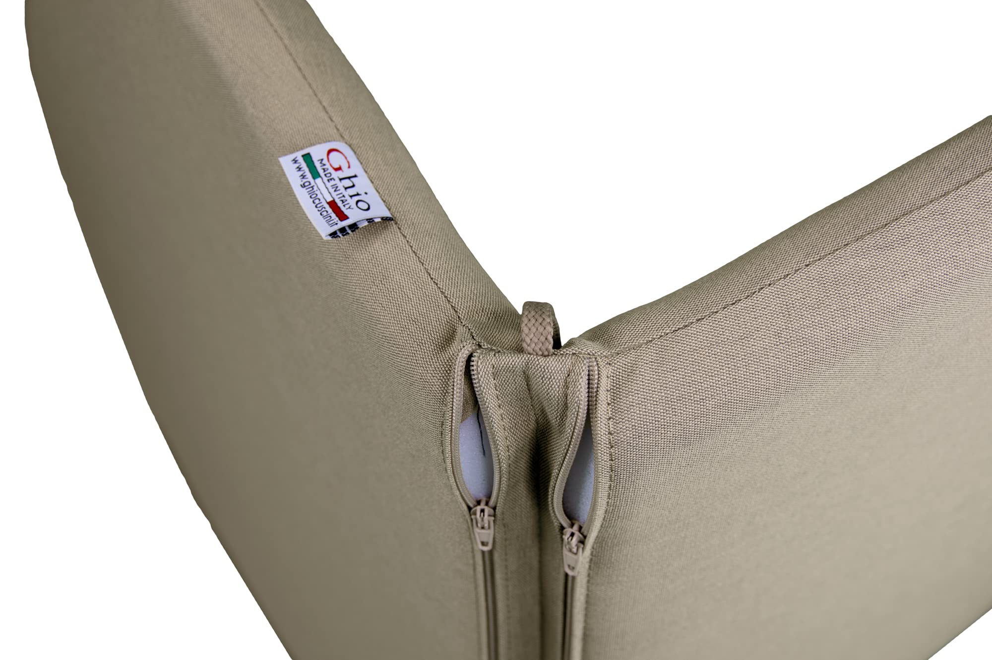 GHIOCUSCINI | Set di 2 Cuscini da Esterno per Sedia Ronda emu, Colore LINO in Tessuto Acrilico Dralon, Sfoderabile, 96 x 46 cm, Alto 4 cm, Made in Italy