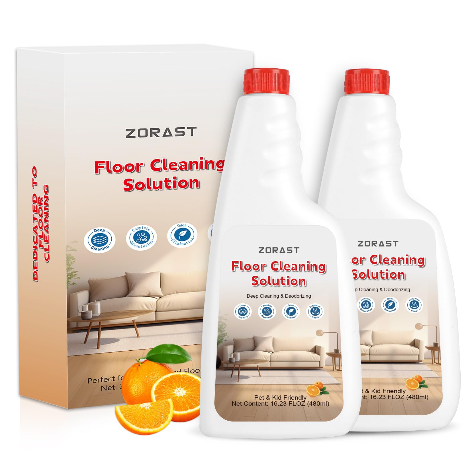 ZORAST Sweet Orange Floor Cleaning Solution (2-Pack)