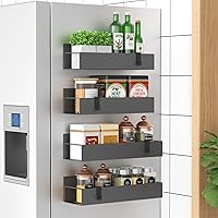 Vista 1 de 4 Pack Magnetic Spice Storage Rack Organizer for Refrigerator and Oven, Dark Gray Fridge Organizers and Storage