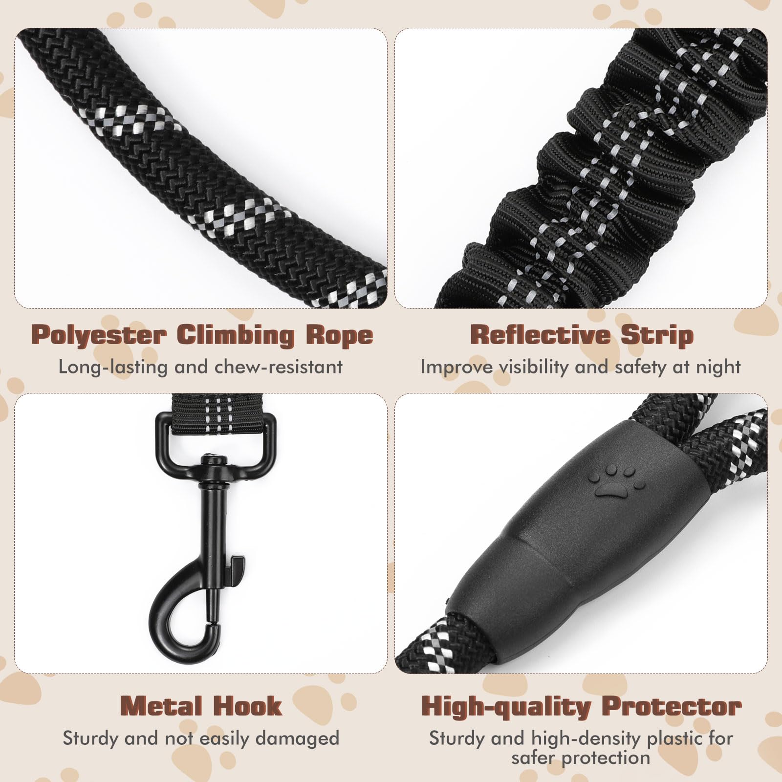 Tivray Doppelleine Für 2 Hunde - Bungee Leine Mit Stoßdämpfendem Seil