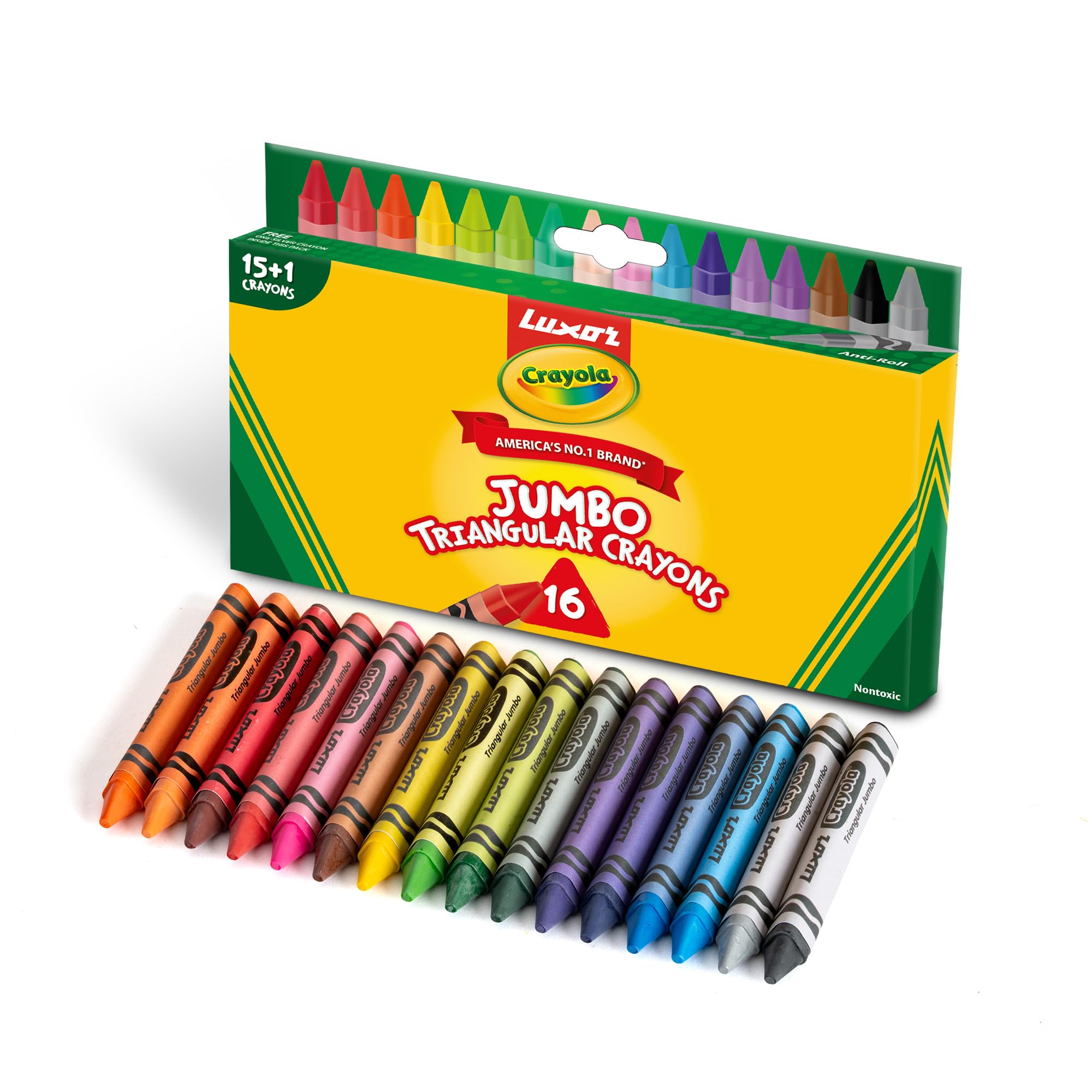 Luxor Crayola Jumbo Triangular Wax Crayons 16 Shades-image-1