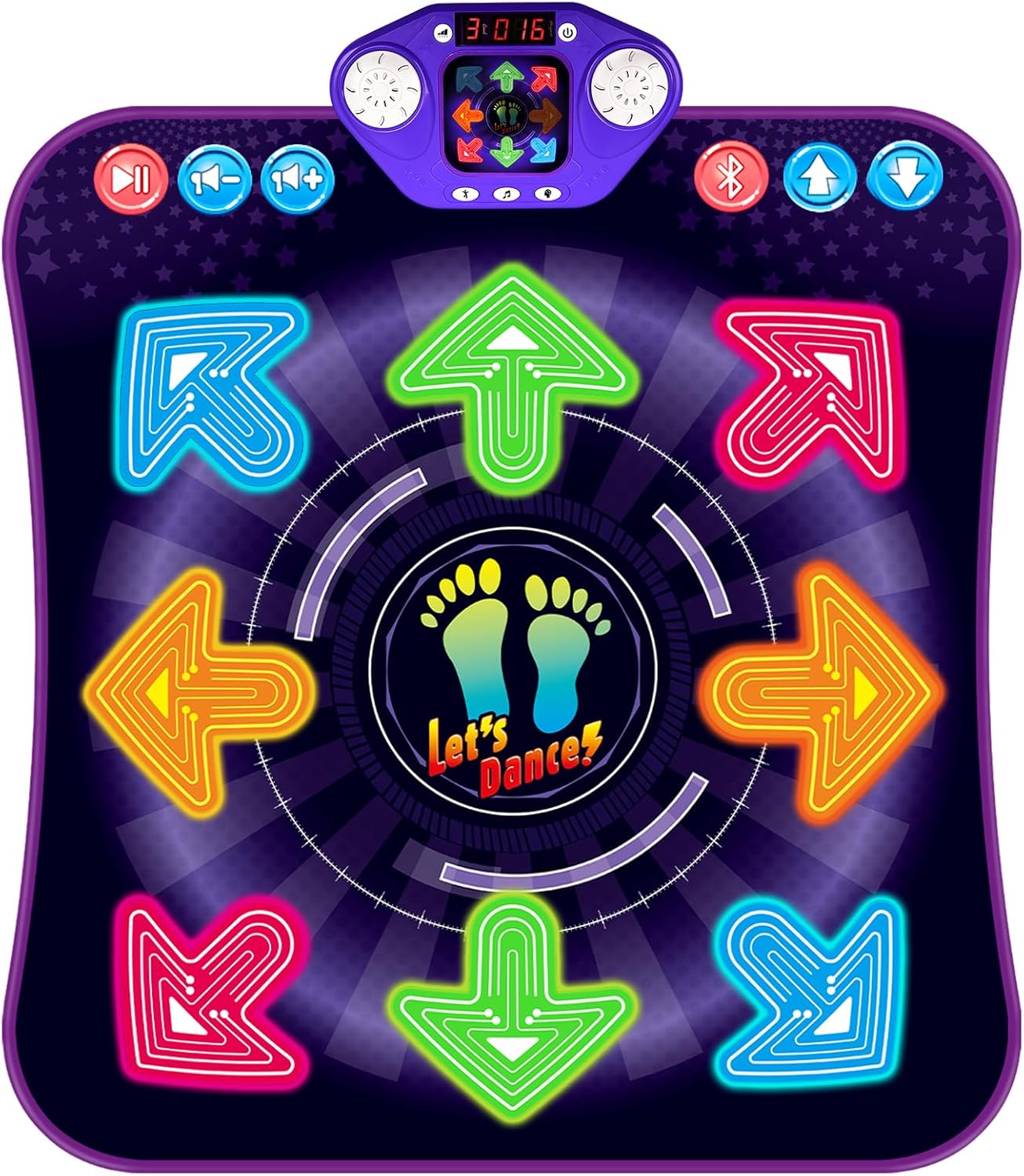 Dance Mat Toys for 3-12 Year Old Girls Boys, Dance Pad with Light Up 8-Buttons & Bluetooth, Music Dance Game with 7 Game Modes, Christmas Birthday Gifts for 3 4 5 6 7 8 9 10+ Year Old Girls Boys