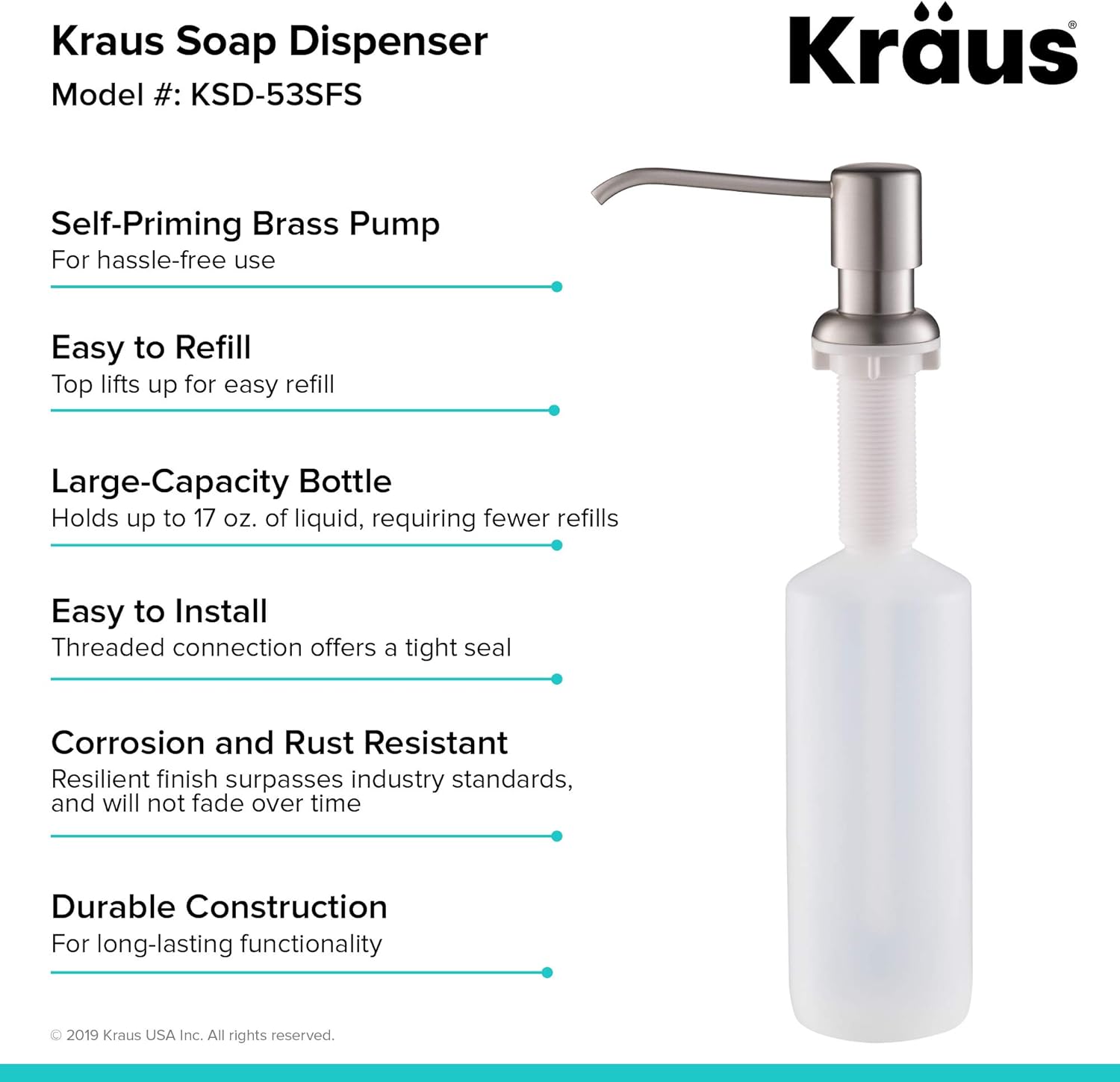 KRAUS Boden Kitchen Soap and Lotion Dispenser in Spot Free Stainless Steel, KSD-53SFS - Image 4