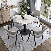 Vista 1 de YVYKFZD Mesa redonda de conferencias, juego de mesa y silla de oficina, sala de recepción, mesa de comedor simple para 4, mesa de negociación