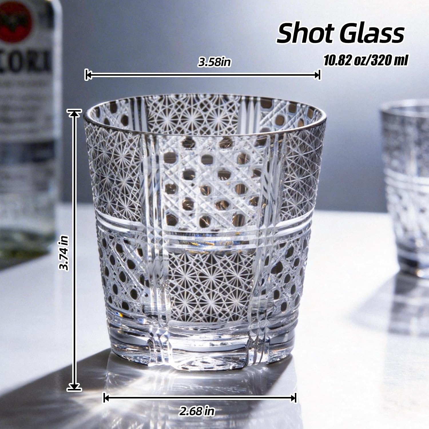 KAMMAK Crystal Whiskey Glasses Set of 2, 10.8oz Old Fashioned Glasses Stemless, Hand Blown Black Cocktail Glasses, Luxury Handcrafted Ice Ball Cup for Women, Perfect Men Gift for Bourbon