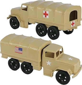 TimMee Plastic Army Men Trucks - Tan M34 Deuce and a Half Cargo Vehicles US Made