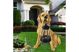 Charming Notakia Golden Retriever Solar Statue: A Lifelike Garden Guardian