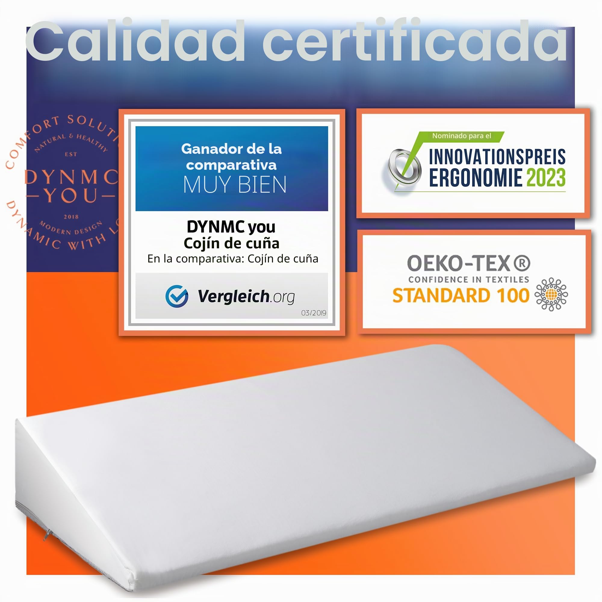 Almohada Cuña Cama para noches tranquilas & bienestar digestivo – Cojín Triangular & Respaldo Cama para respiración nocturna mejorada – Cojín Lectura para leer cómodamente – Certificado OEKO-TEX