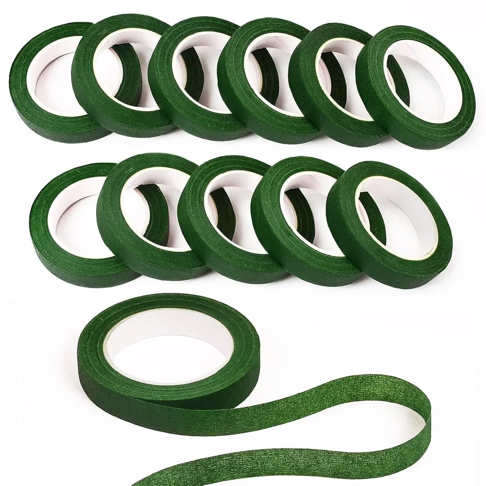 Blumenband, Blumenband for Blumensträuße, Blumen, for Verpacken von Stielen und Blumenbasteln, Hochzeitsstrauß Für Floristik(12Roll Green)
