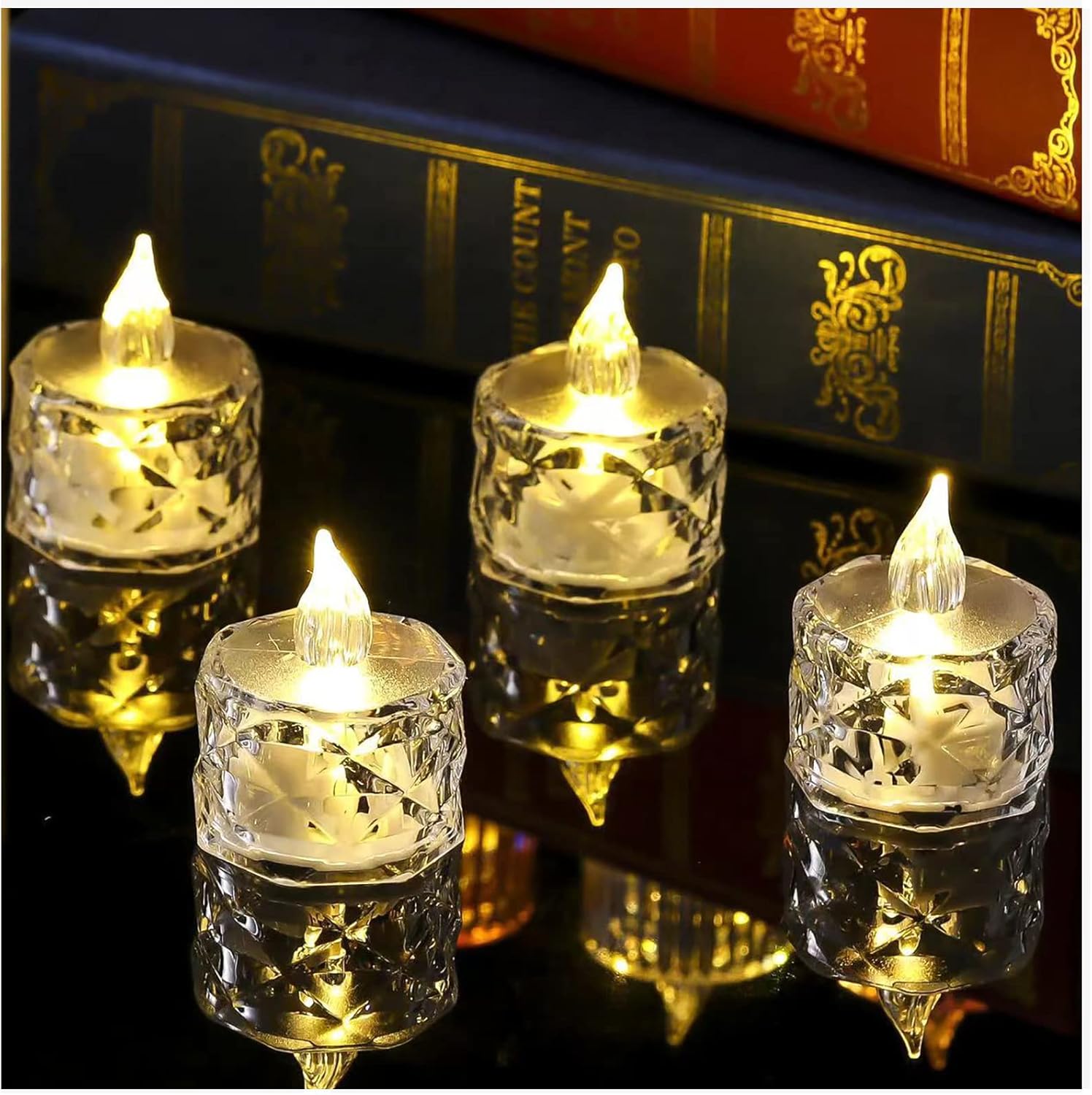 12pack LED Crystal Candle Light Table Centrepiece Flameless Candles Transparent Small Tea Wax Birthday Proposal INS Desktop Decoration Create Atmosphere Smokeless Candles Tea Lights - Image 4