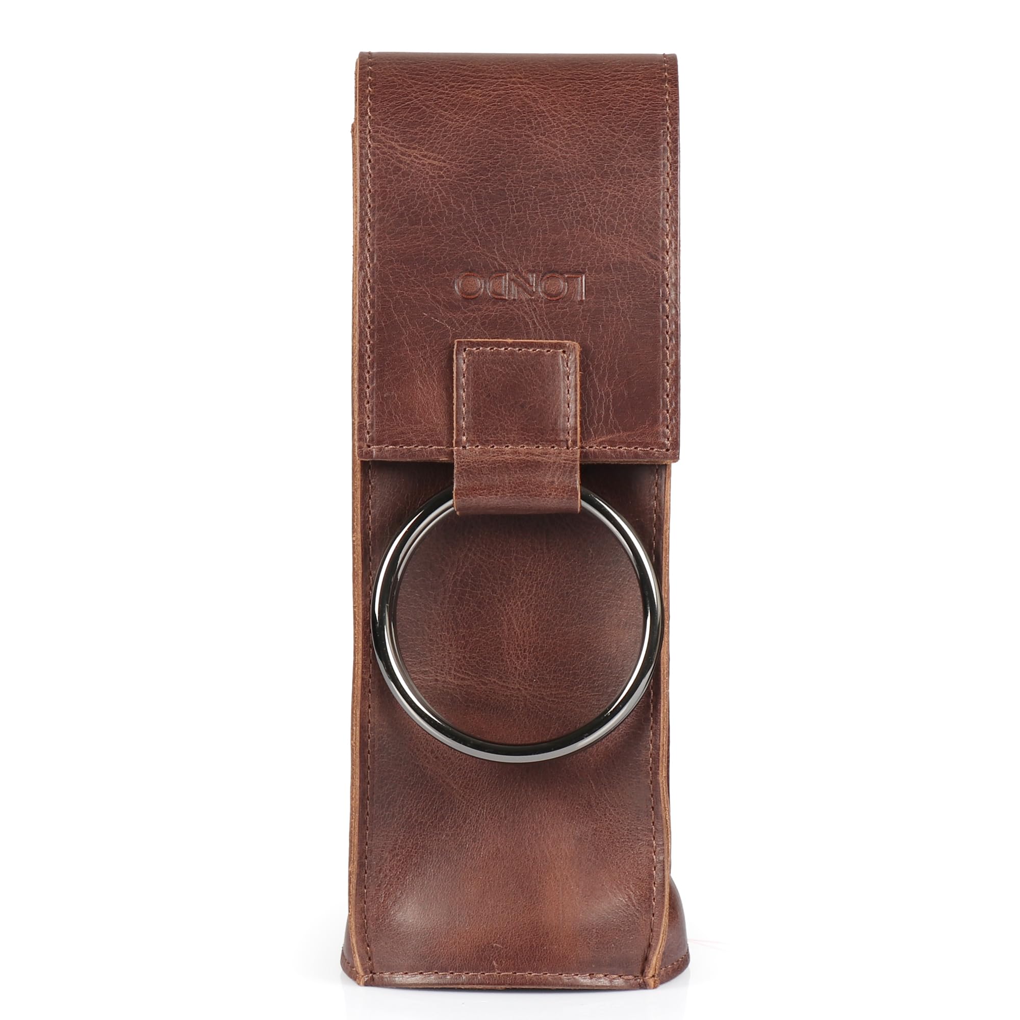 Londo Estuche para Botella de Vino de Cuero Genuino – Elegante y Resistente Porta Vino para Viajes, Picnics y Regalos