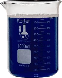 Karter Scientific 1000ml Low Form Griffin Beaker - 3.3 Borosilicate Glass, Double Scale Graduated, Lab Grade 213D27