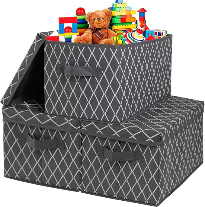 Foldable Storage Box with Lids,Large Fabric Storage Toy Boxes Baskets