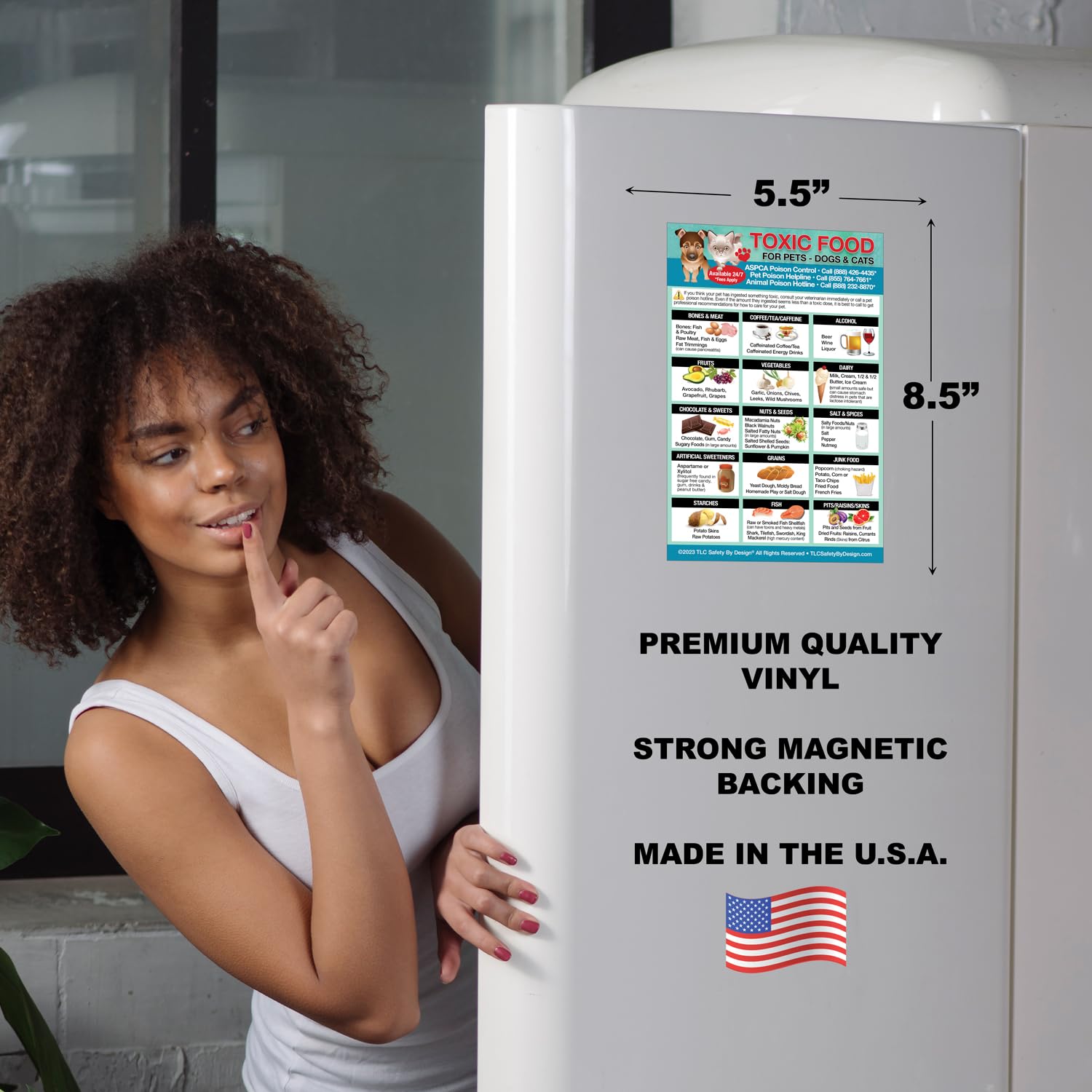 Magnetic List of Toxic Harmful Foods for Pets - Dog Cat Feeding Chart - People Food Dogs Cats Should Not Eat - Chart Decorative Magnets - Pet Safety - Pet Adoption Essentials Gift 5.5 x 8.5 inches