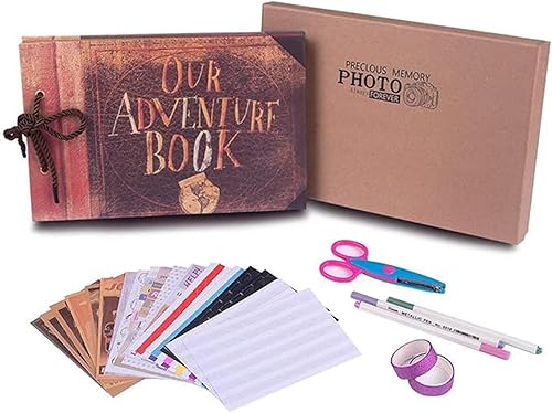 RECUTMS Nuestro Libro de Aventuras con Caja de Regalo, Mejor Álbum de Fotos Scrapbook DIY de 80 Páginas, Álbum Retro de Fotos de Boda para Amantes