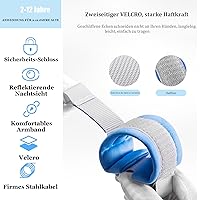 Vista 4 de Muñequera antipérdida, cadena reflectante azul para la muñeca con bloqueo infantil de 6.56 pies.