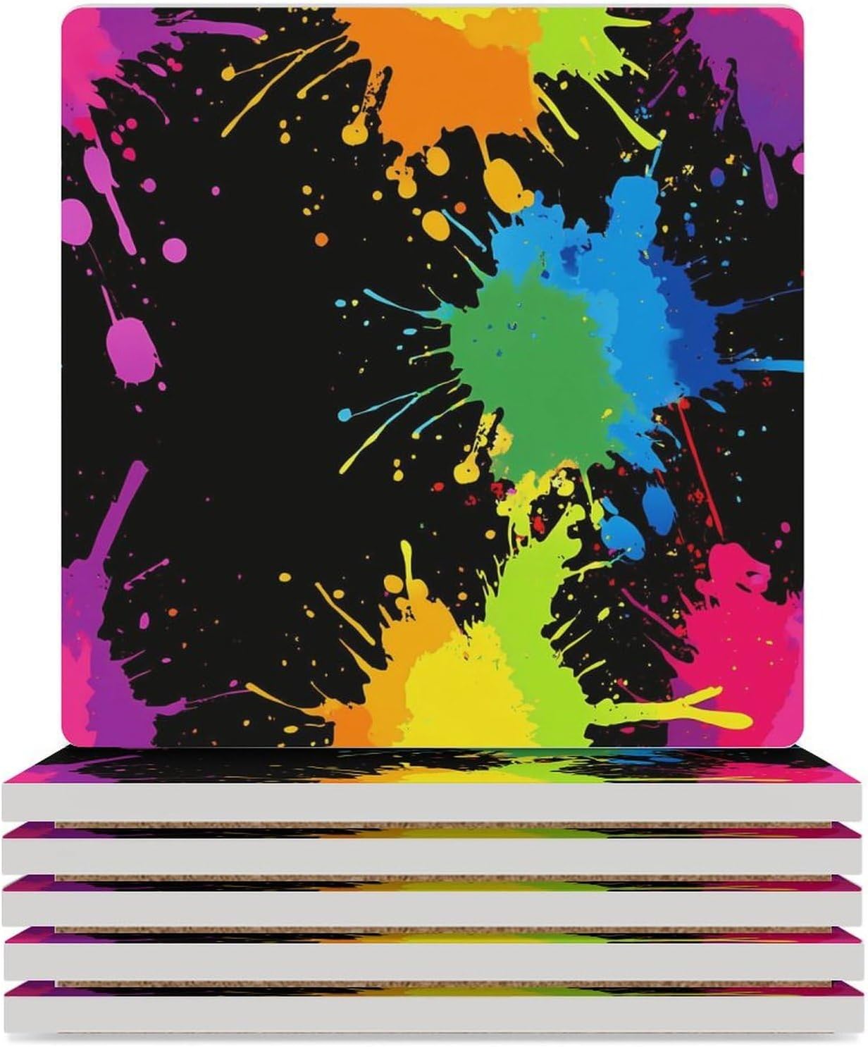 Tie Dye Print Ceramic Coasters Square Drinks Coaster Coffee Table Decor Table Coaster for Home Bar