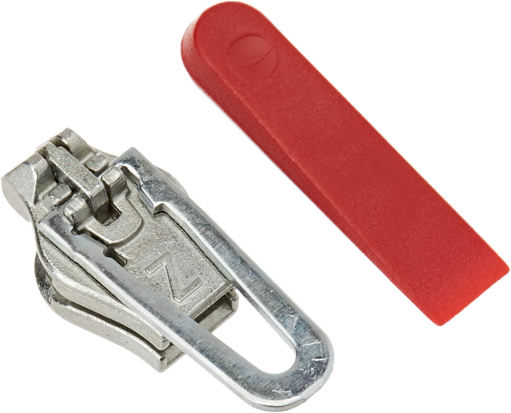 ZlideOn - replaceable snap-on slider 5B for standard plastic and metallic zip fasteners (5.80-6.20mm), stainless steel, silver, 3 x 1,5 x 1 cm
