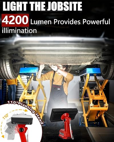 Miniatura 4 de Luz de 20 V para batería Craftsman V20 de iones de litio, 40 W 4200 lm para luz Craftsman con puerto USB de 5 V2.1 A, puerto tipo C de 18 W, cabezal