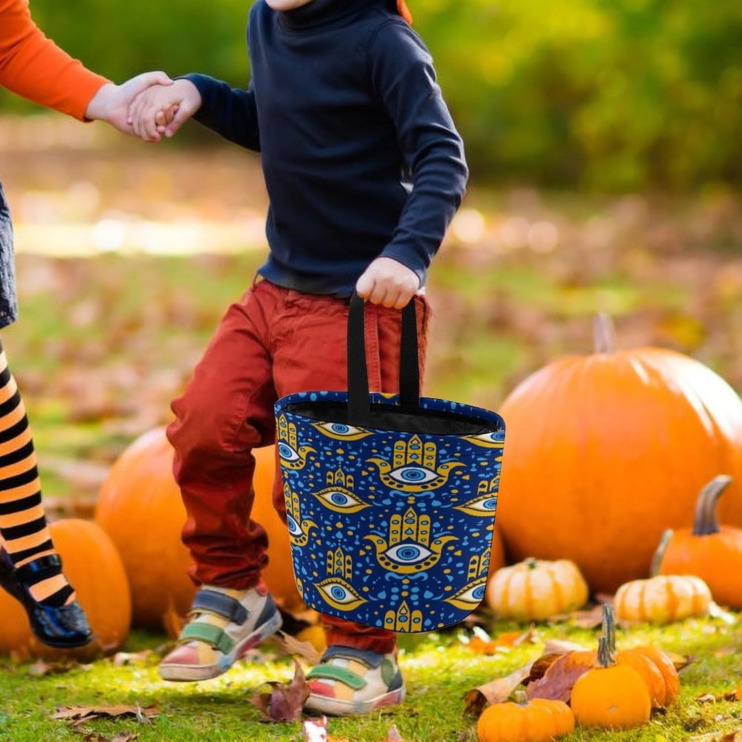 Matiasma Evil Eye Pattern Halloween Treat Bag Reusable Candy Basket Tote Goody Bags Gift Party