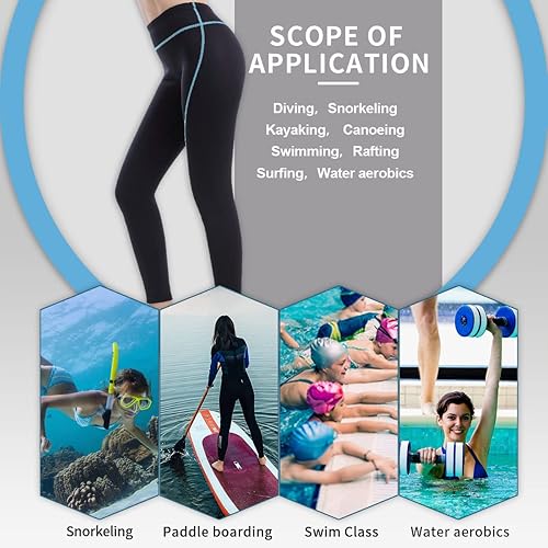Miniatura 5 de GoldFin Pantalones de neopreno para mujer, pantalones de neopreno de 0.079 pulgadas que mantienen el calor para aeróbicos acuáticos, buceo, surf,