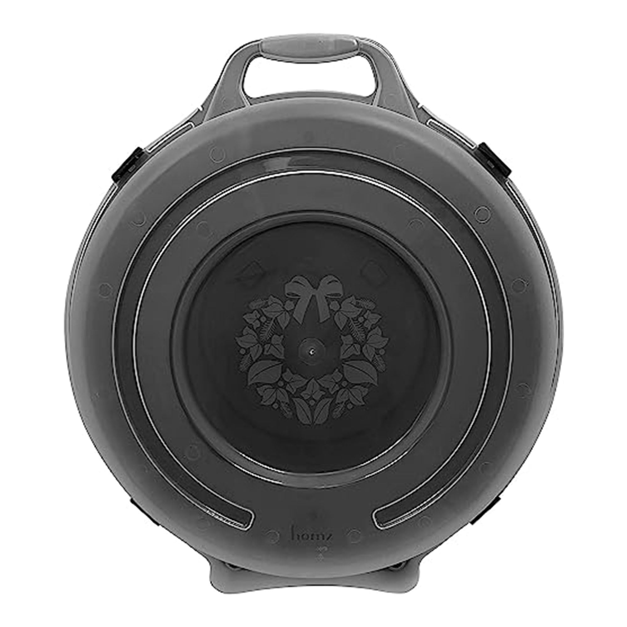 HOMZ 24 Inch Seasonal Holiday Christmas Plastic Wreath Storage Box with Secure Latching Lid and Easy Grip Handle, Black/Clear (Set of 3)