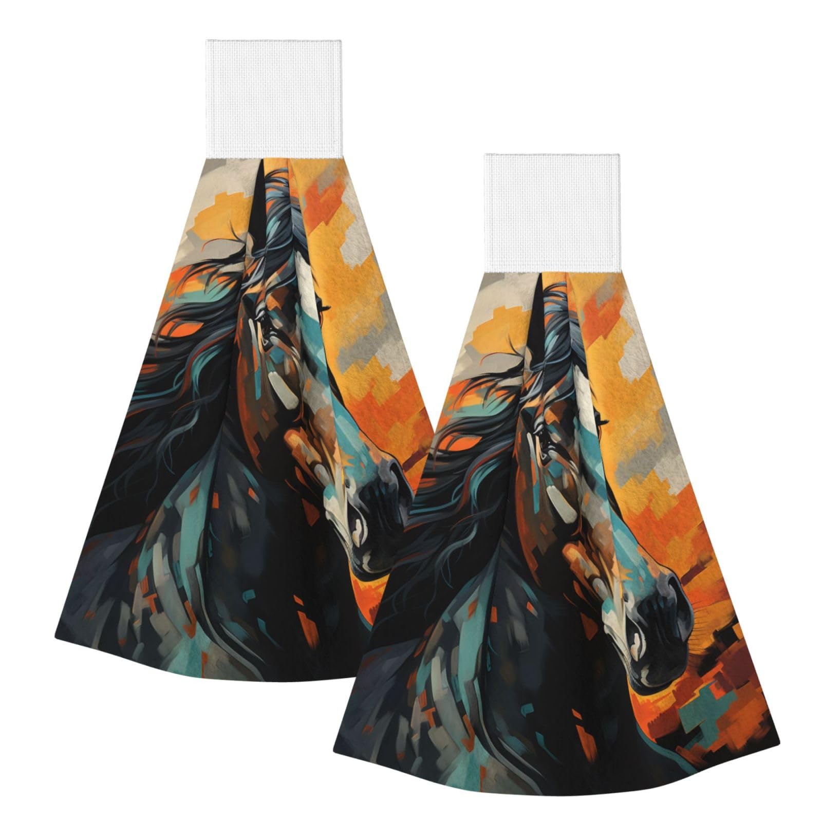 Painting of a Horse Highly Absorbent Dish Towels Soft Coral Fleece Wipe