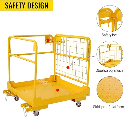 Miniatura 4 de Jaula de seguridad para carretilla elevadora, cesta de hombre de carretilla elevadora de capacidad de 1200 libras, plataforma de trabajo plegable de