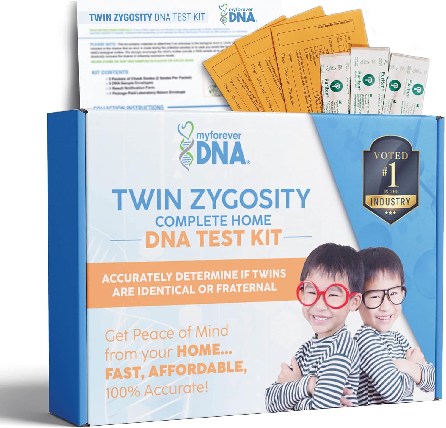 My Forever DNA® Home Twin Zygosity DNA Test Kit | Determine If Twins are Identical or Fraternal | 24 DNA Markers Tested | All Lab Fees & Shipping Included