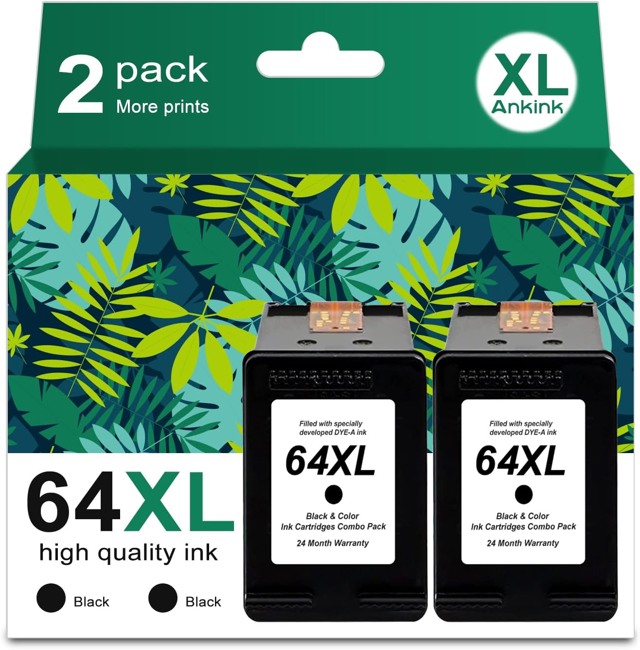 64XL Ink Cartridges Replacement for HP 64 Black Ink Cartridge 64XL HP64 HP64XL (Black,2-Pack) Work with Envy Photo 7858 7855 7120 7155 7158 7164 6255 6252 6232 Envy Inspire 7955e Printers