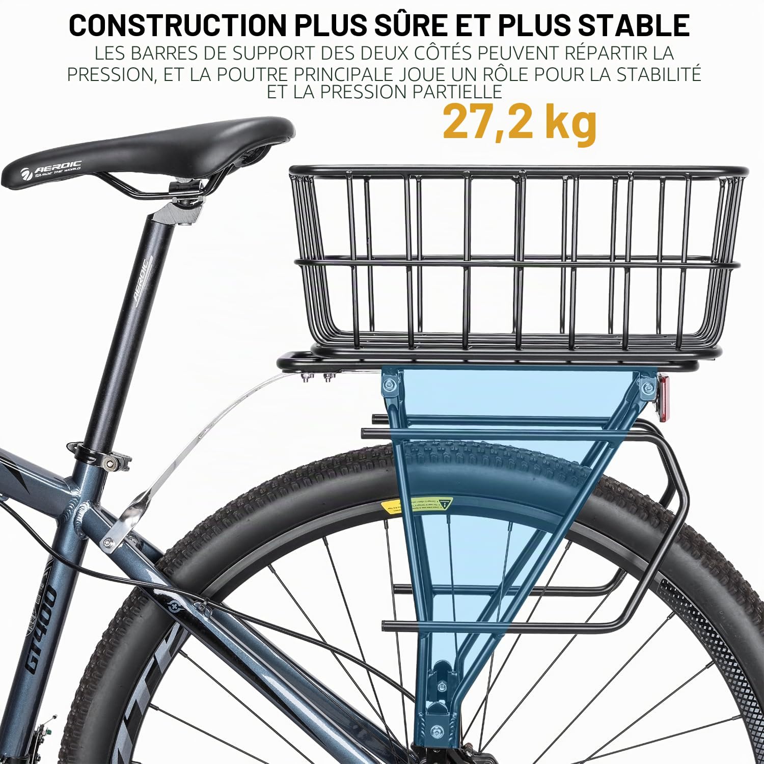 CXWXC Porte-Bagages arrière avec réflecteur pour VTT - Charge maximale : 27 kg - pour vélo de 26 à 29"
