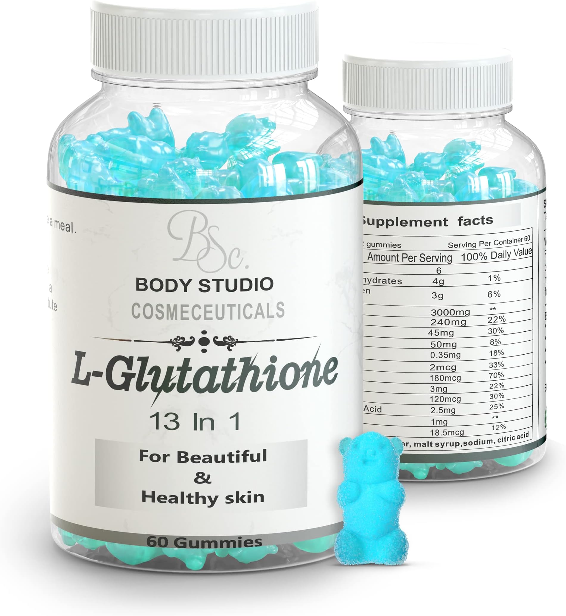 Natural Skin 3000 mg Glutathione Gummies with Vitamin B6 and B12 for Flawless Skin