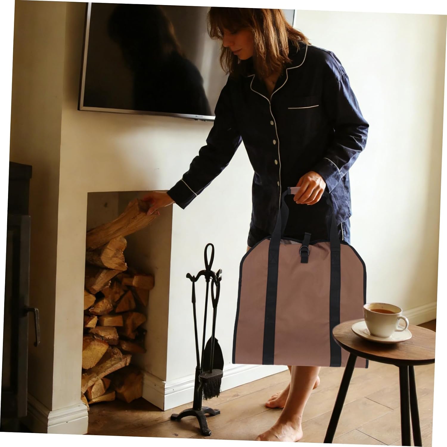 DOITOOL Xmas Firewood Log Carrier Tote Bag, Oxford Fabric Open-top