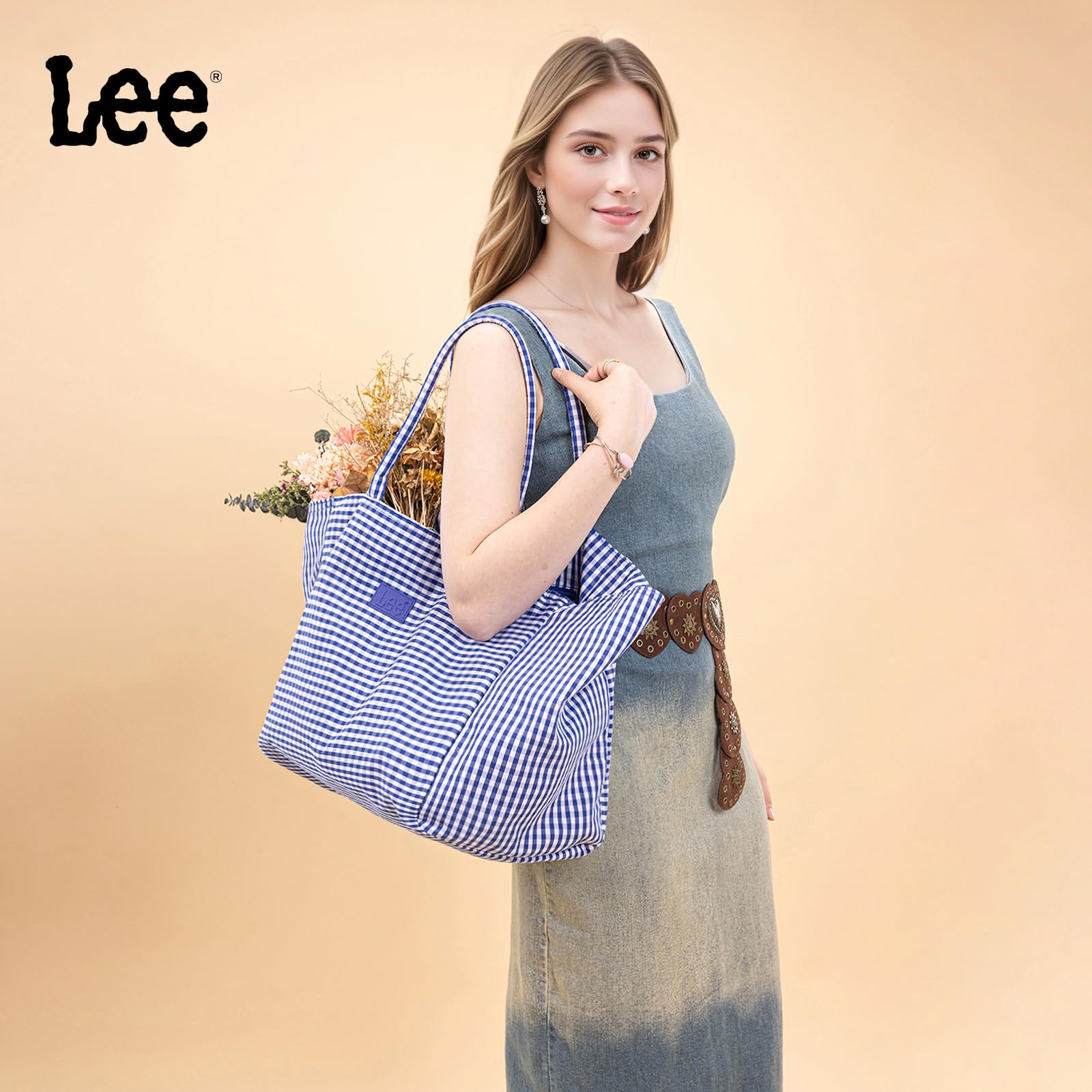 Montana West x Lee - Bolsa de algodón suave extra grande para mujer, gruesa y ligera, bolsa de hombro reutilizable