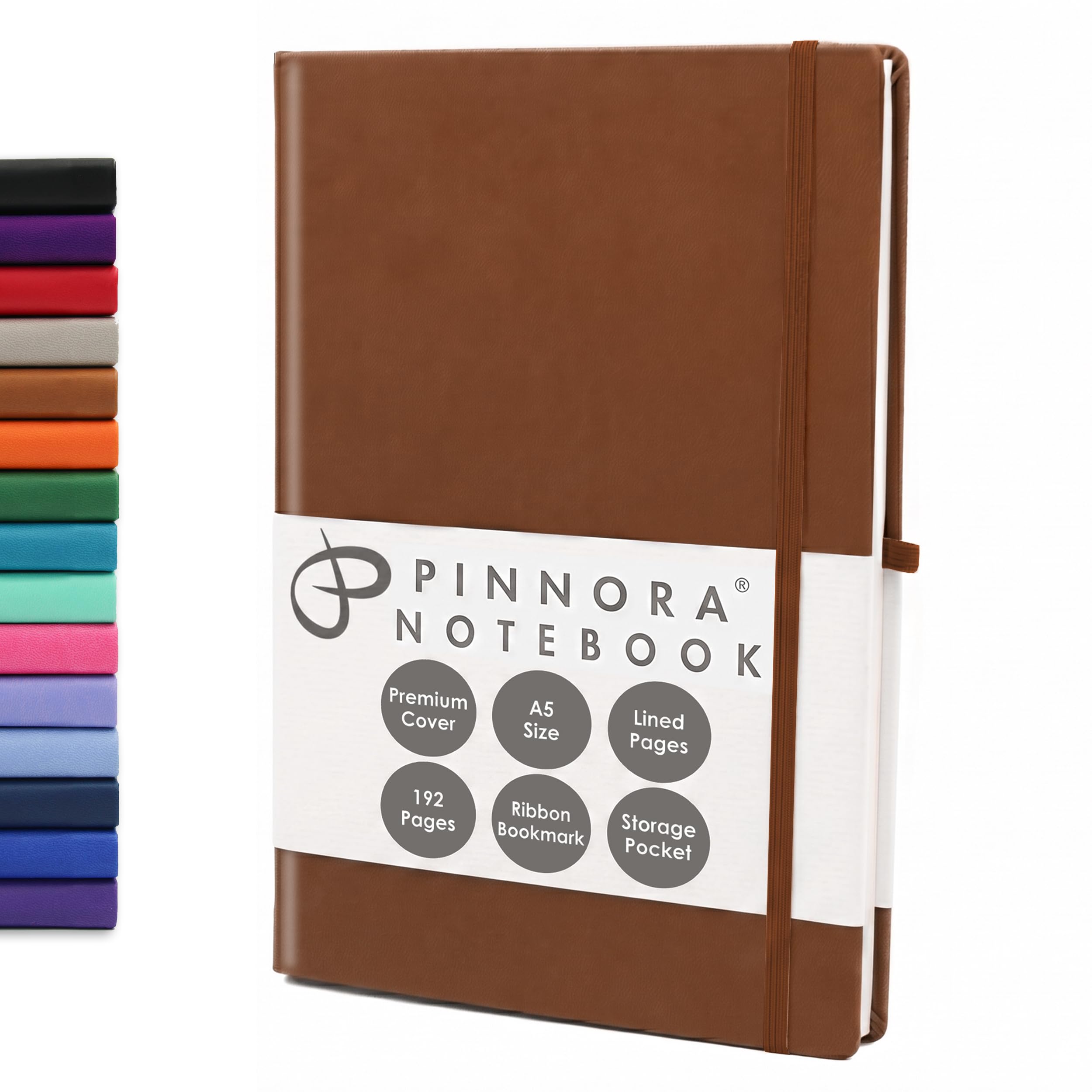Pinnora Tan Brown A5 Notebook – Lined Everyday Journal Notebook & Monthly Planner with 192 Pages, Notebooks for School, Office & Travel, Durable Cover, Smooth Paper, Ideal A5 Lined Notebooks — image 1