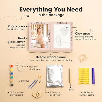 KeaBabies Baby Footprint Kit, Shower Gifts for Girls, Boys and Baby Handprint and Footprint Kit - Personalized Kids Hand and Foot Set Keepsake - Inkless Kids Hand Prints Maker Pads