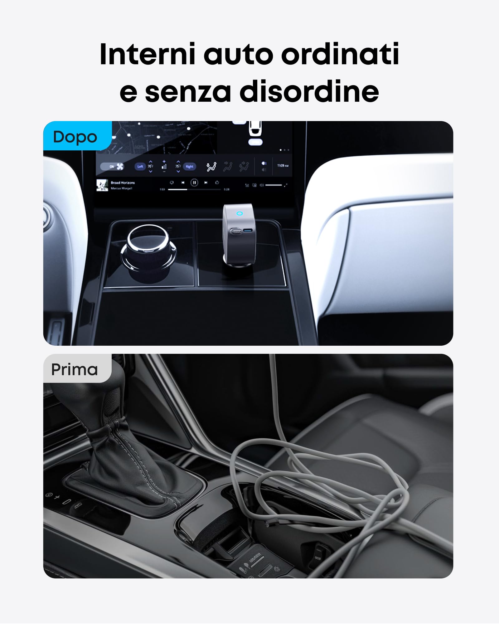 Anker Caricatore Auto USB C 75W Max, Ultra-Compatto Tipo-C Rapido per Auto con Cavo a Scomparsa Integrato, Adattatore per Auto per iPhone 16/15/14 Series, MacBook, iPad, Galaxy, AirPods e Altro